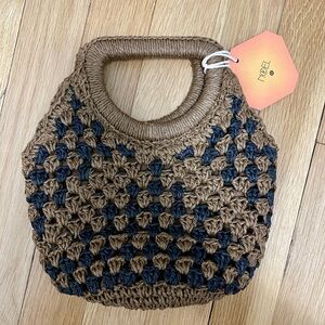Fe Noel x Target Brown and Navy Woven Crochet Small Handbag